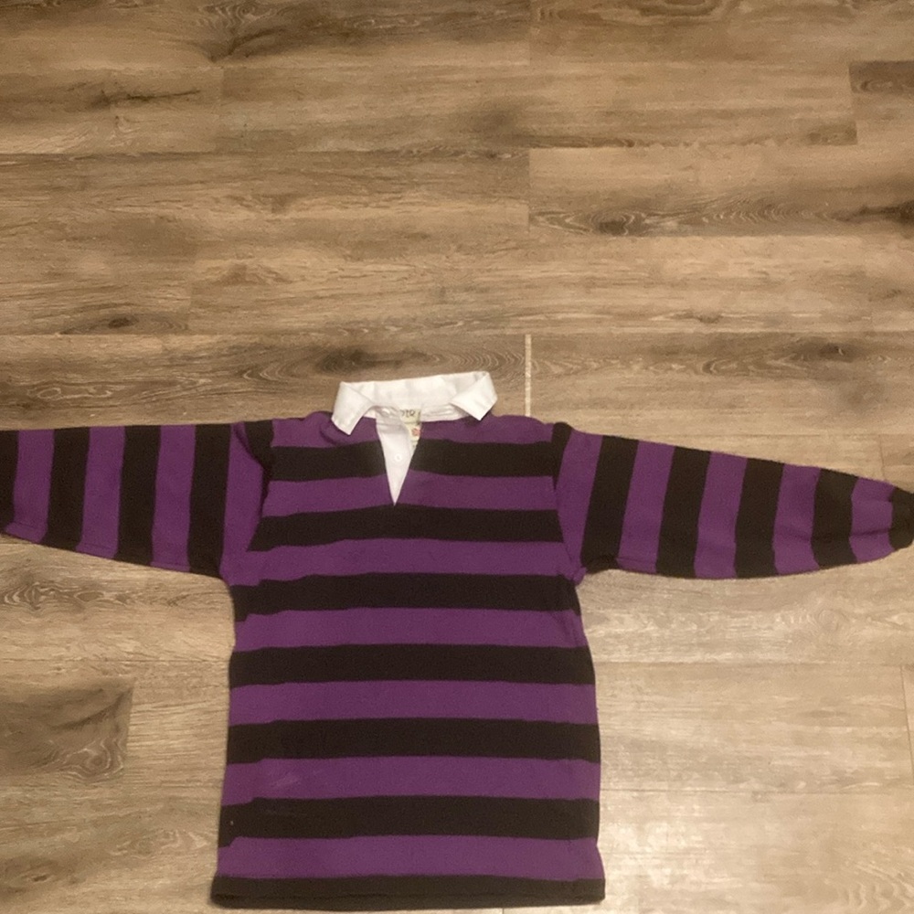 Ralph Lauren Purple and Black Striped Rugby Shirt